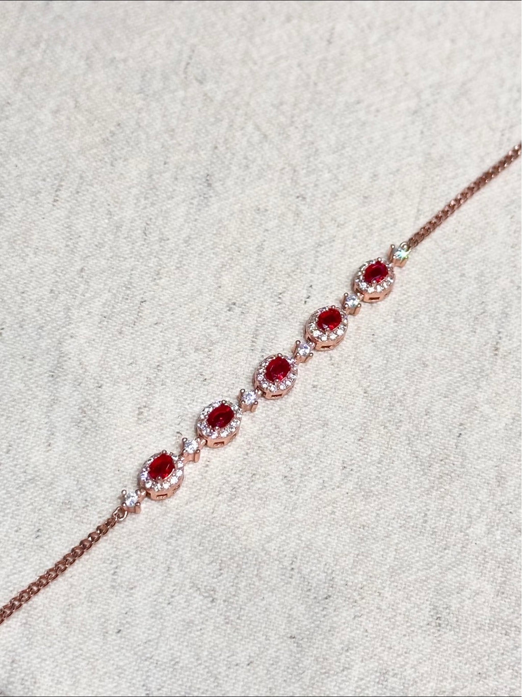 1.50ct Ruby & Diamond Halo Bracelet in 18K Rose Gold