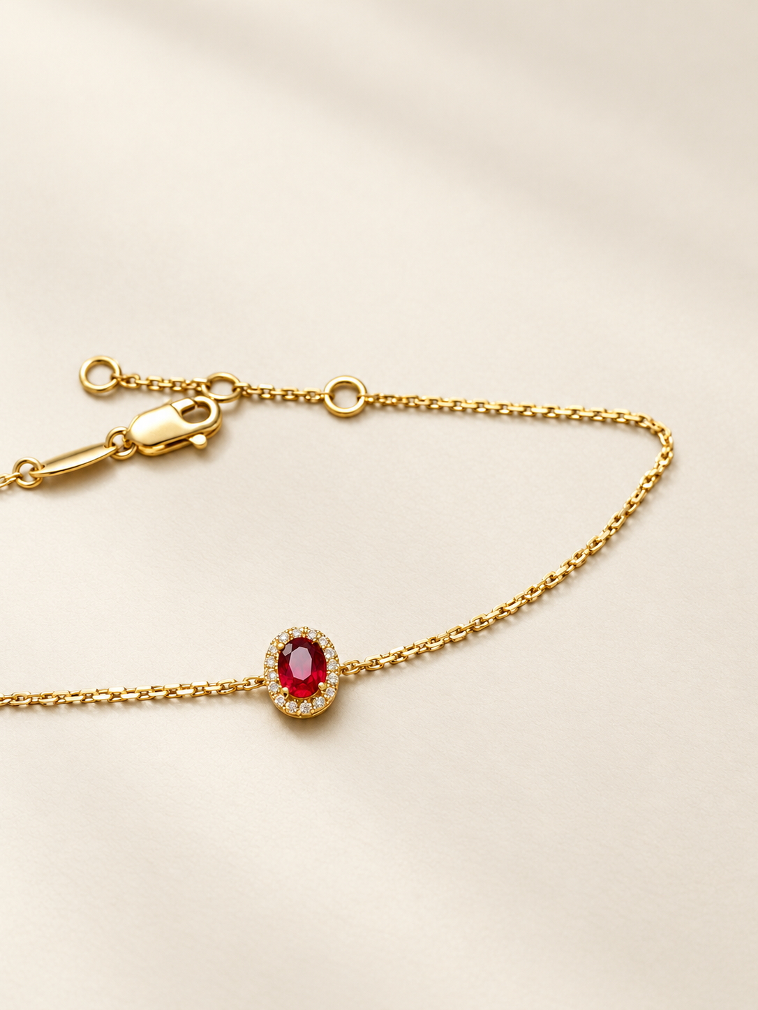 0.30 ct Pigeon Blood Ruby & Natural Diamond Bracelet in 18K Gold
