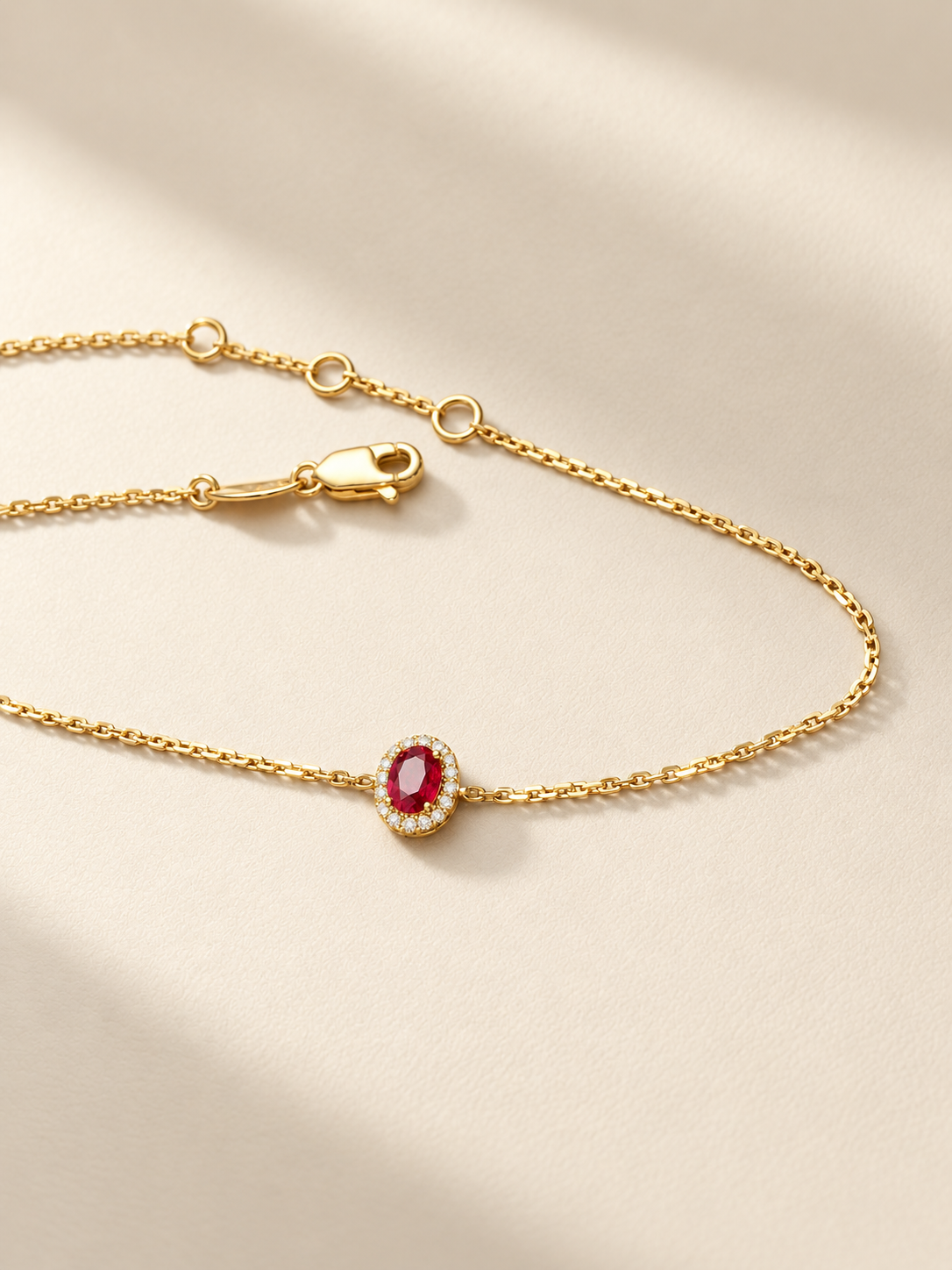 0.30 ct Pigeon Blood Ruby & Natural Diamond Bracelet in 18K Gold