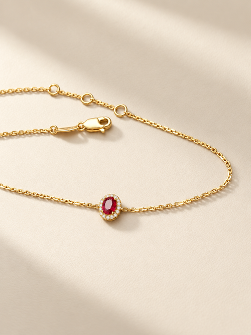 0.30 ct Pigeon Blood Ruby & Natural Diamond Bracelet in 18K Gold