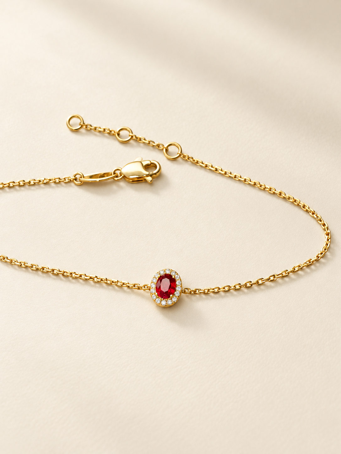 0.30 ct Pigeon Blood Ruby & Natural Diamond Bracelet in 18K Gold