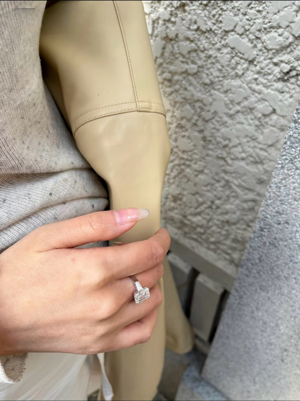3ct Emerald-Cut Lab-Grown Diamond Trilogy Ring