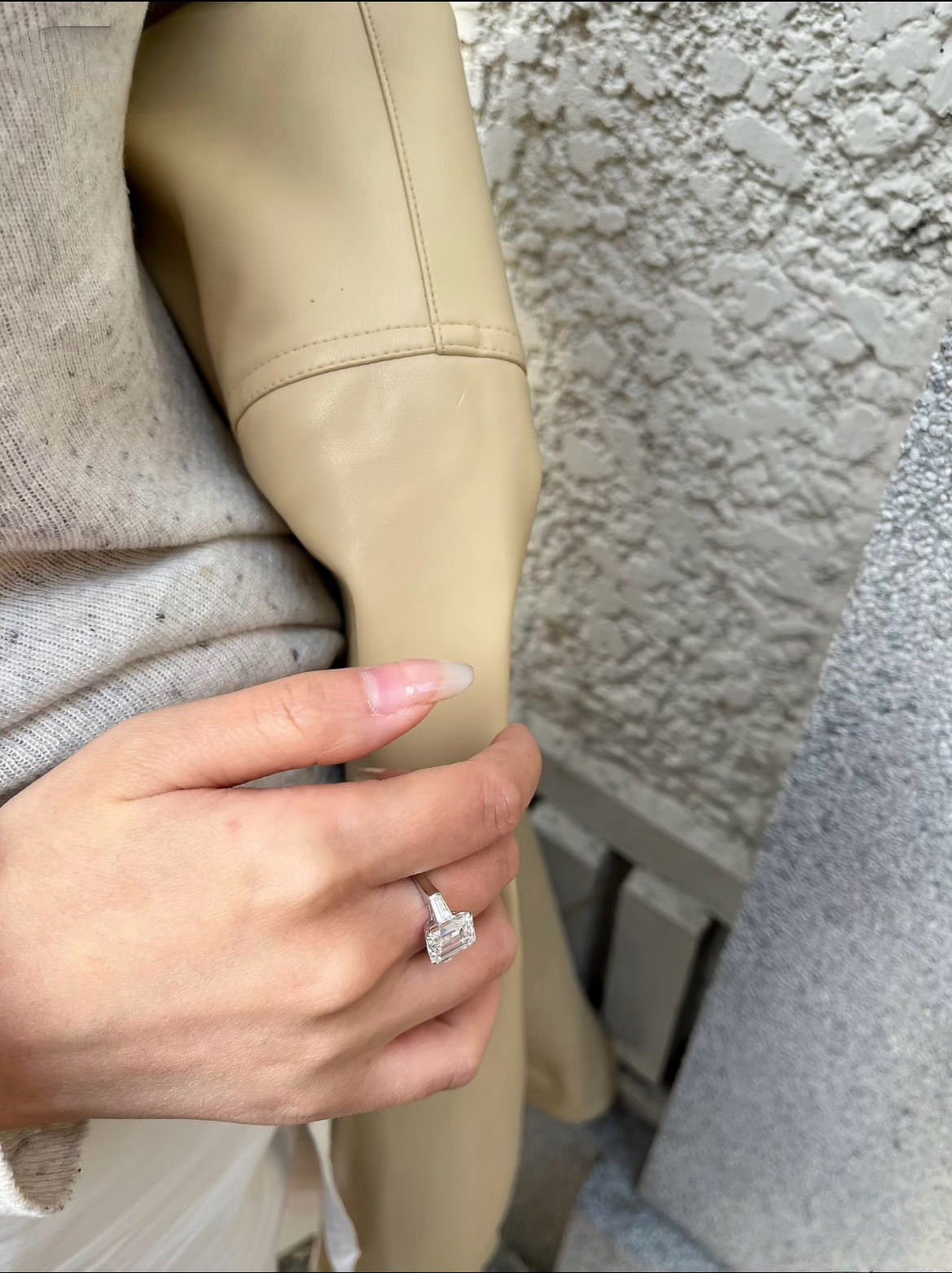3ct Emerald-Cut Lab-Grown Diamond Trilogy Ring