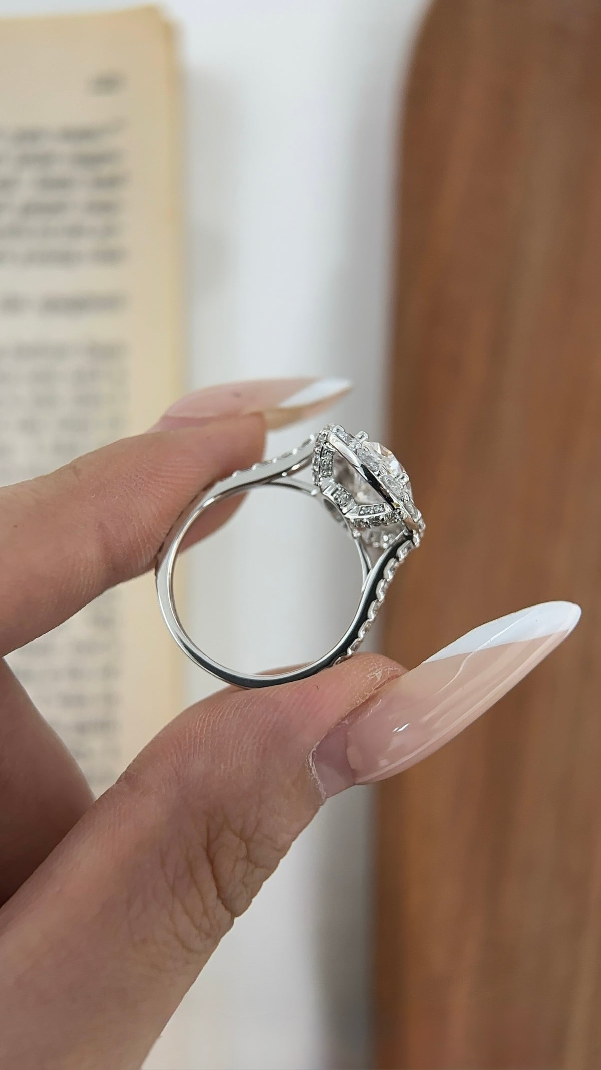 3 ct Center Oval Halo Lab-Grown Diamond Ring 18k or platinum