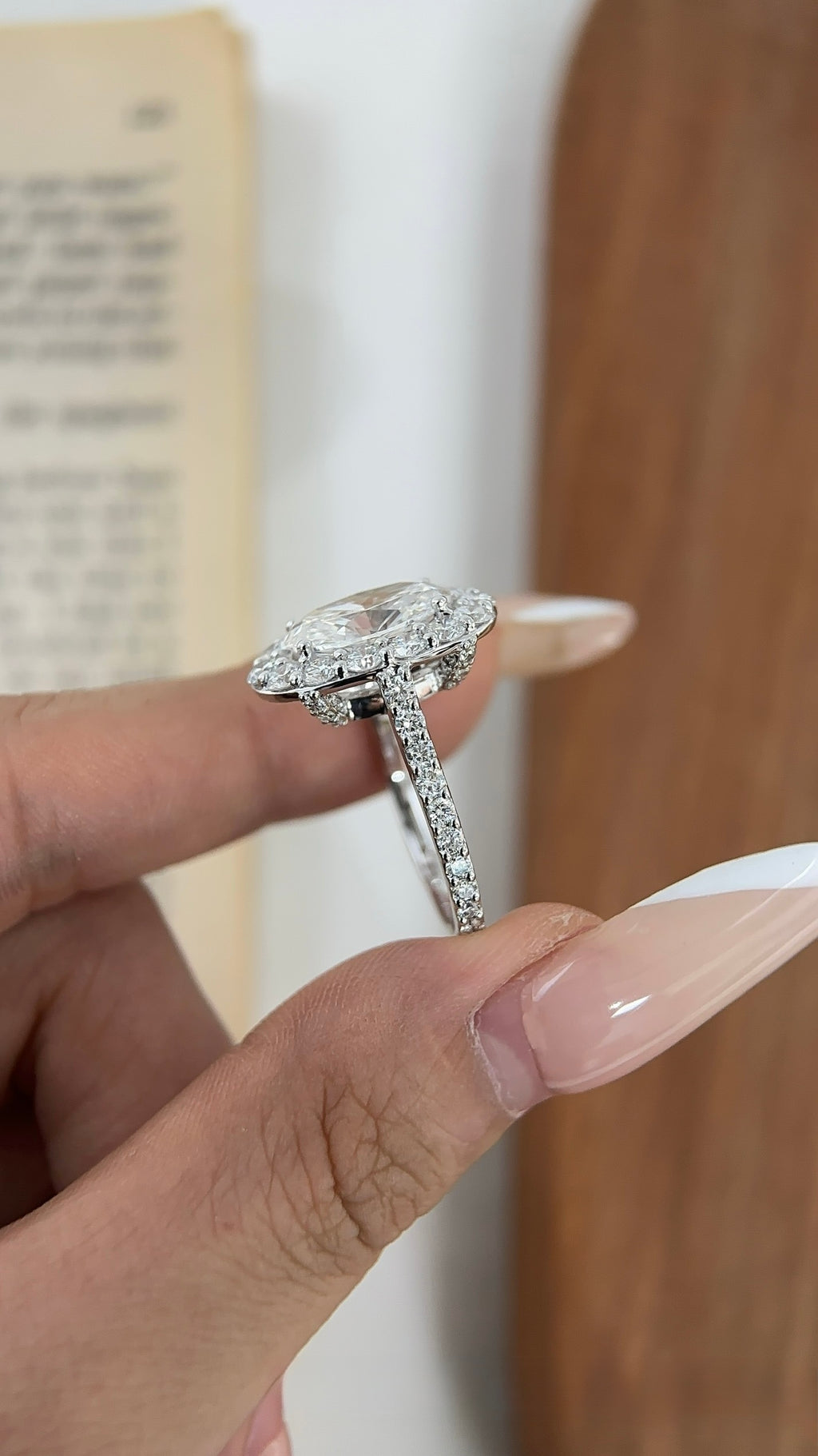 3 ct Center Oval Halo Lab-Grown Diamond Ring 18k or platinum