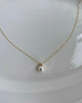Japanese Akoya pearl and natural diamond necklace with 14K yellow gold chain