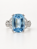 5.46 ct natural aquamarine and lab-grown diamond ring