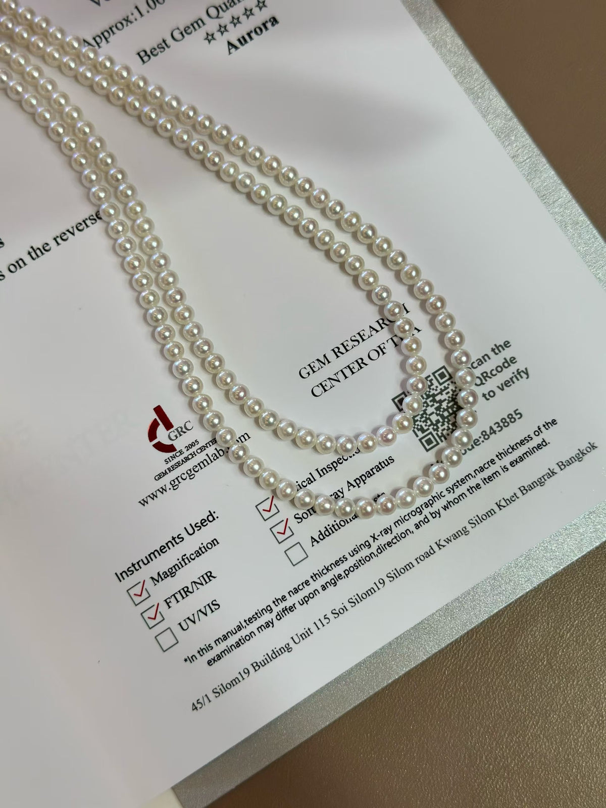 4–4.5mm Aurora freshwater pearl necklace with GRC certificate