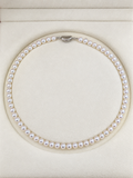 Aurora freshwater bead pearl necklace, 5.5–6.5mm with 14K gold magnetic clasp