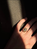 Champagne Old Mine oval lab-grown diamond ring in yellow gold