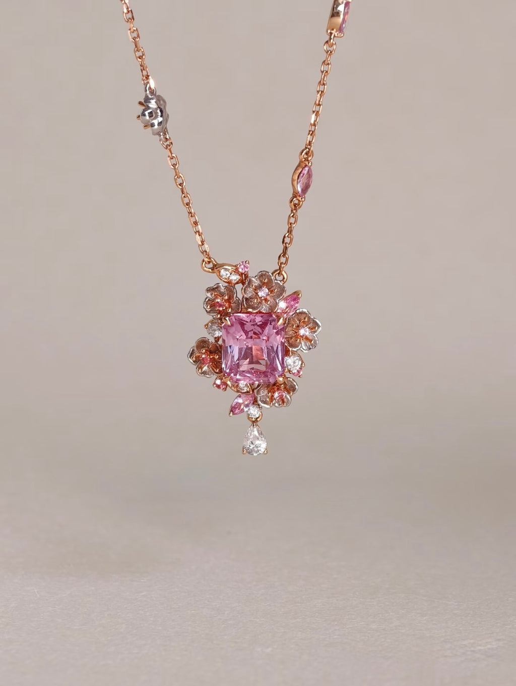 Mahenge spinel 18K gold lab-grown diamond necklace