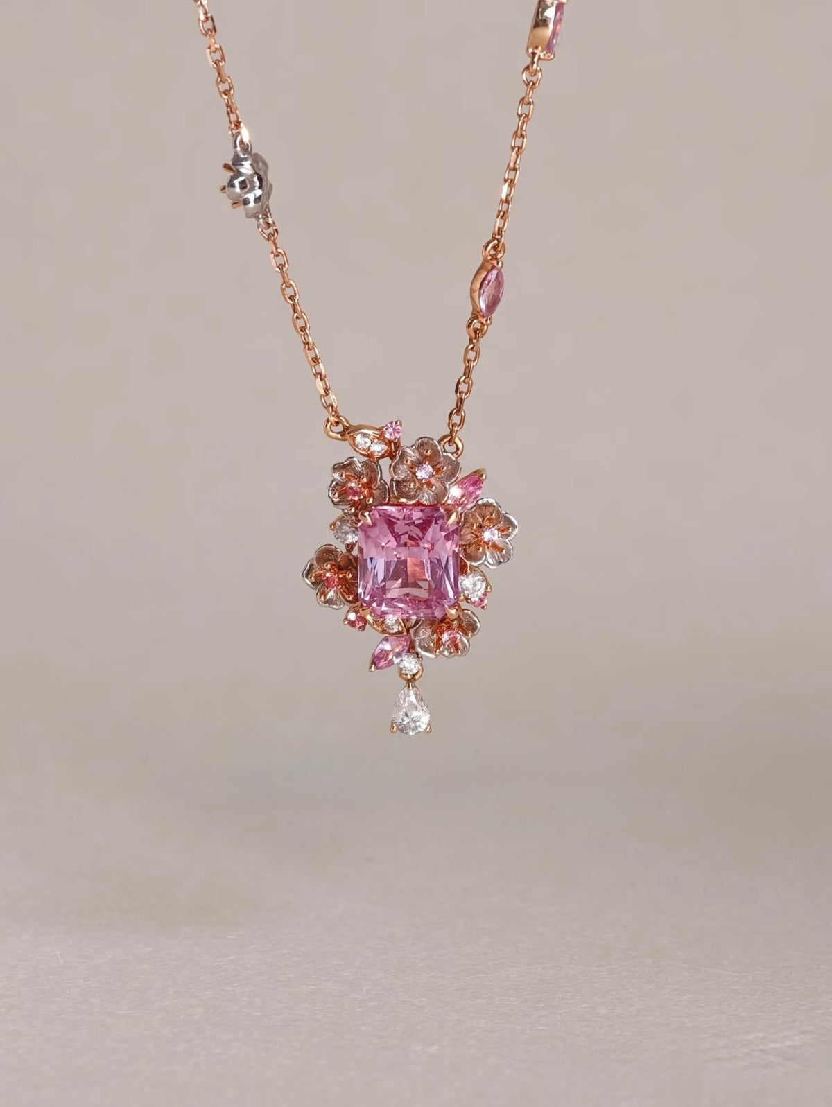 Mahenge spinel 18K gold lab-grown diamond necklace