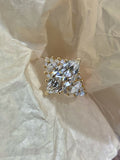 Marquise-cut lab-grown diamond cluster ring in yellow gold
