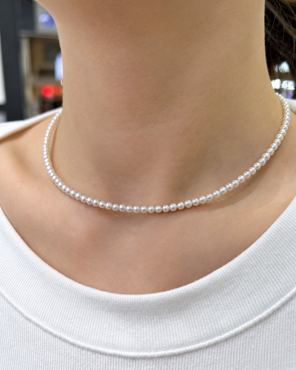 3–3.5mm round freshwater pearl necklace