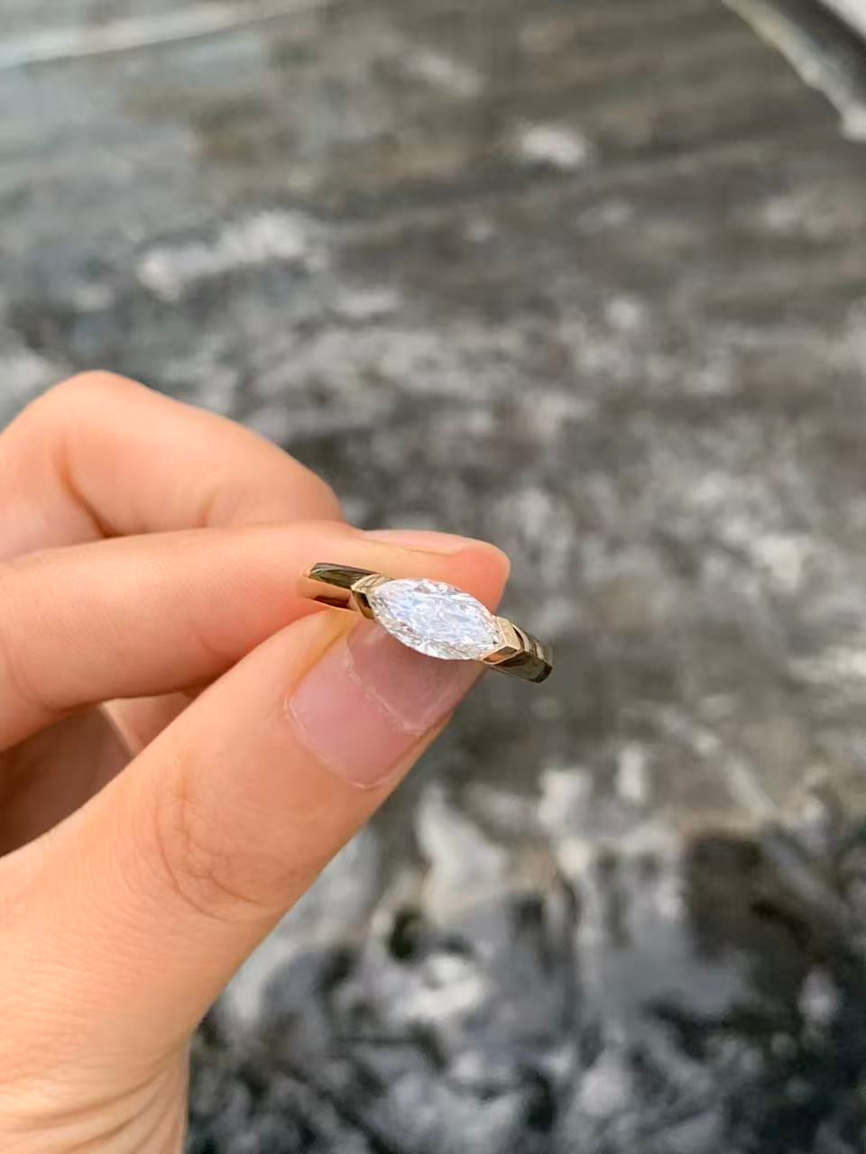 1 ct marquise lab-grown diamond ring in yellow gold
