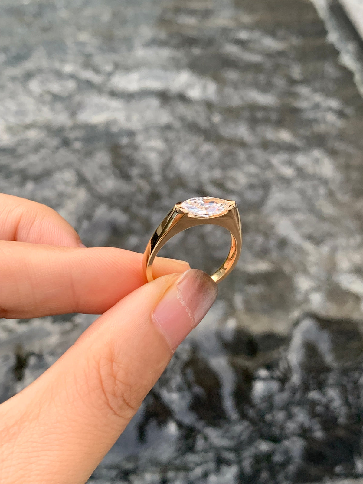 1 ct marquise lab-grown diamond ring in yellow gold