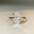 Oval lab-grown diamond hidden halo solitaire ring