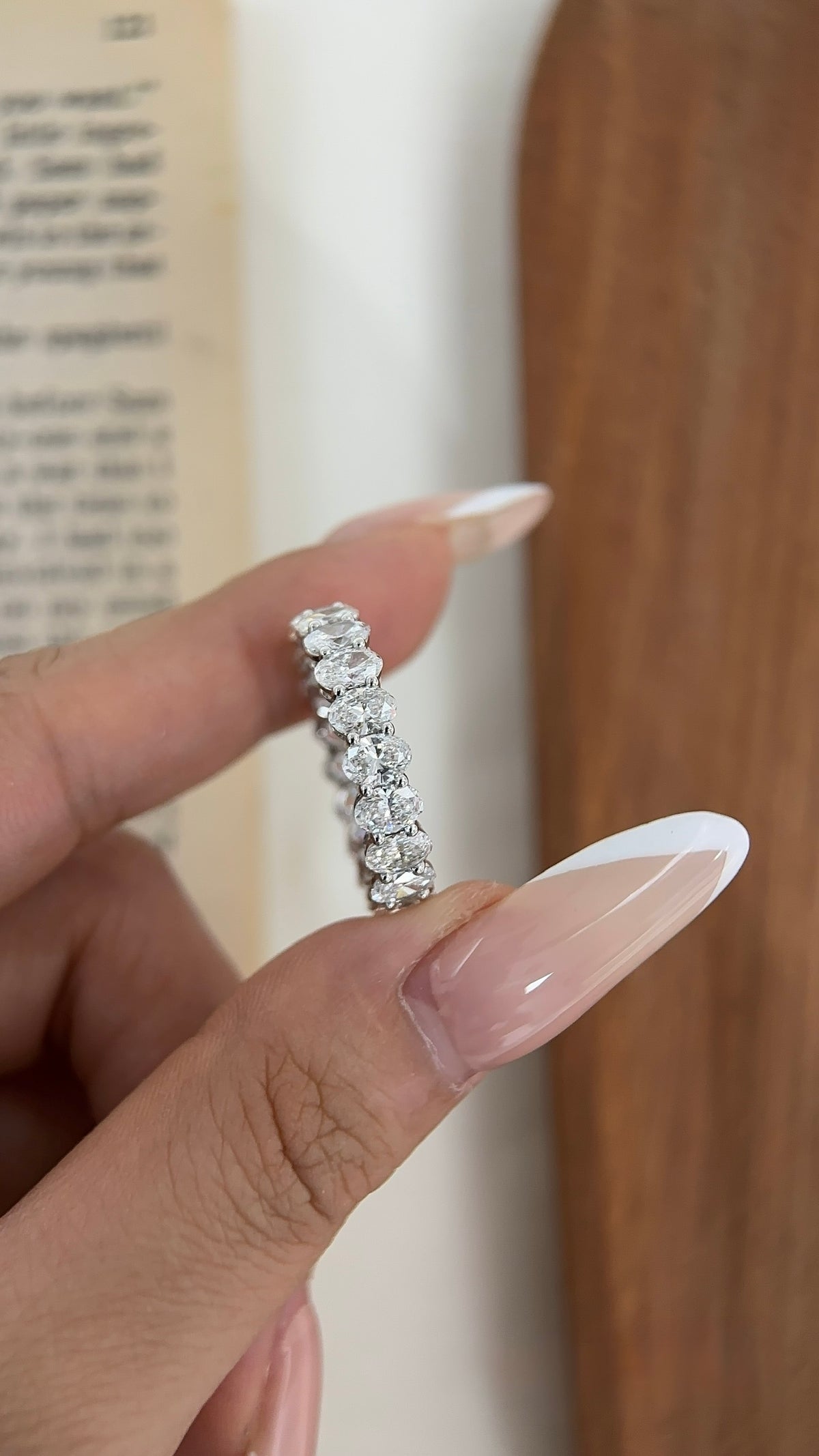 Oval lab-grown diamond eternity band in PT950 platinum