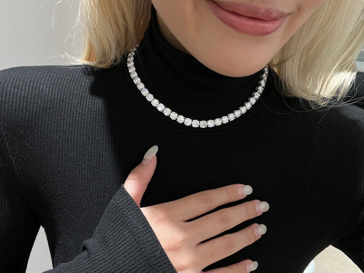 Round Brilliant-Cut Lab Diamond Tennis Necklace | 55 CTW+