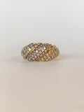 Vintage-inspired 18K yellow gold bombé twist ring with pavé natural diamonds